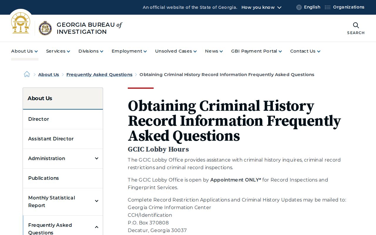 Dawson County criminal record content guidance from GCIC