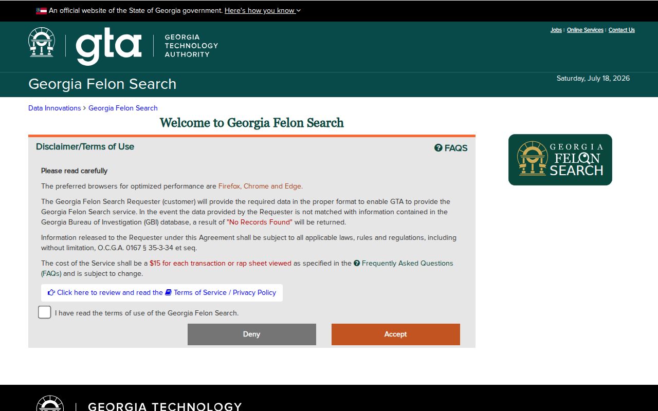 Dawson County criminal history search through Georgia Felon Search