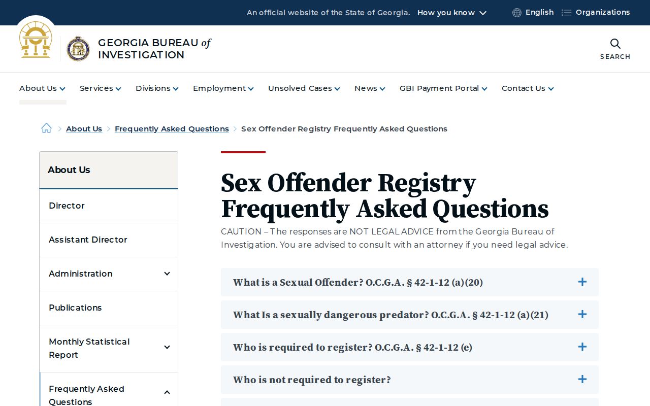 GBI sex offender registry frequently asked questions about profile fields