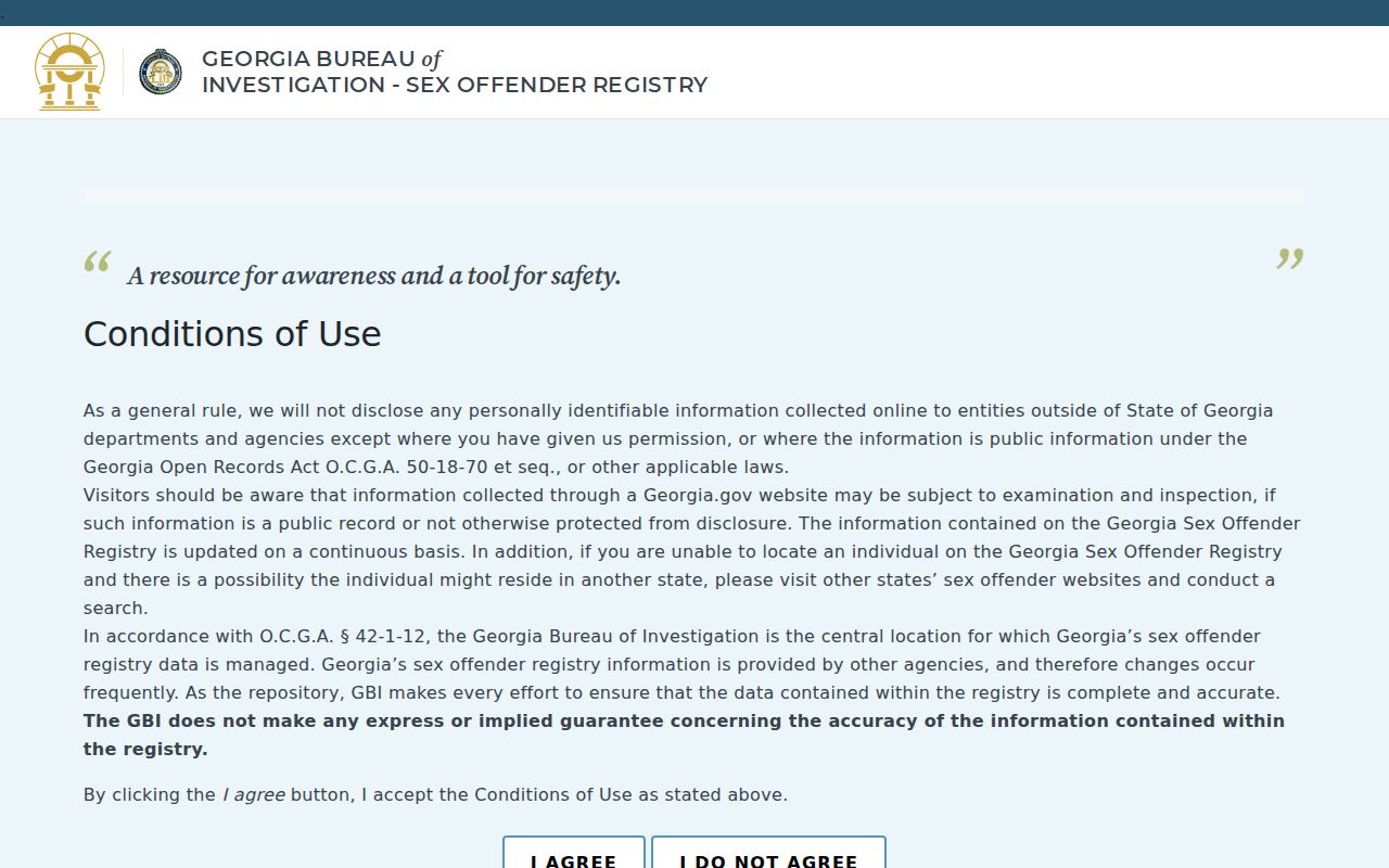 Georgia public sex offender registry search form