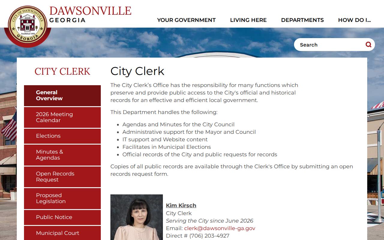 Dawsonville criminal records City Clerk public records page