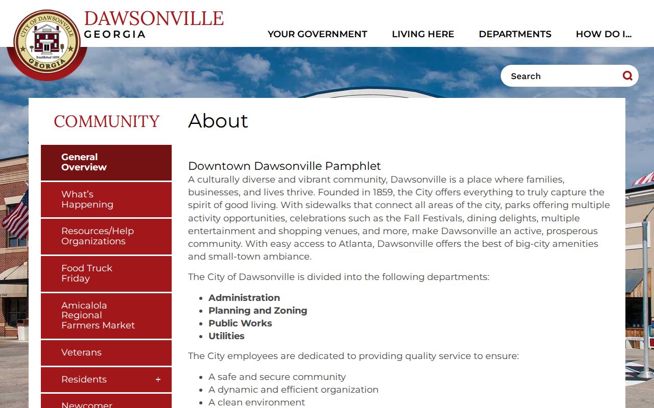 Dawsonville criminal history community and City Hall context