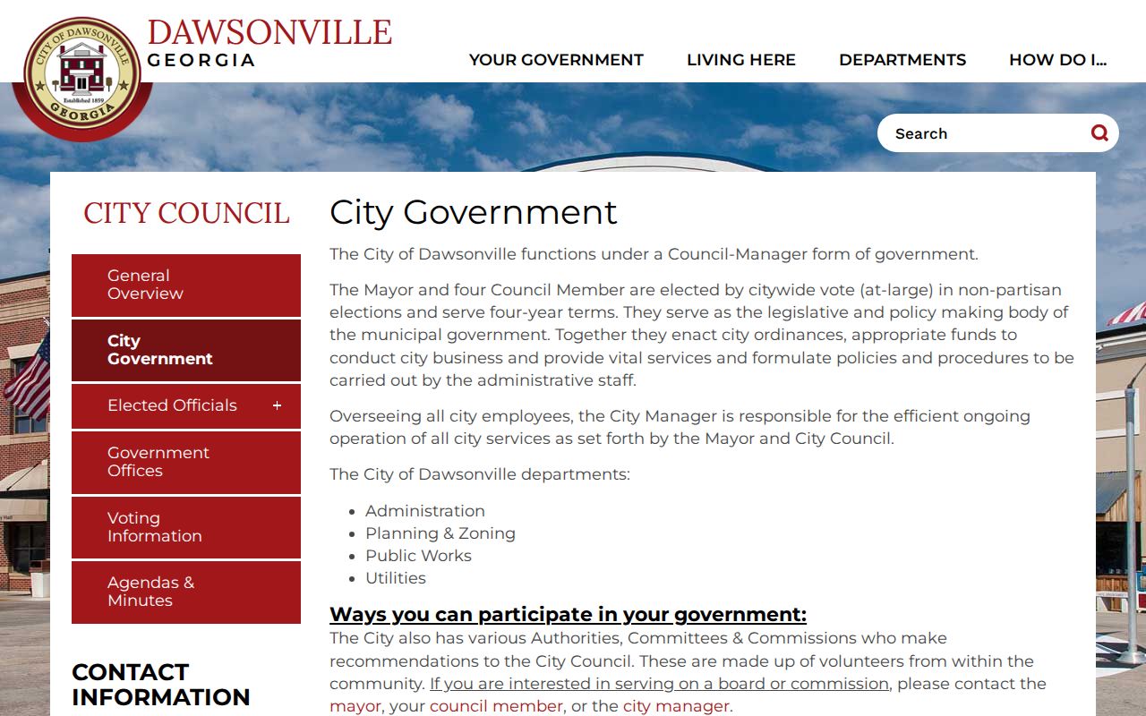 Dawsonville criminal history city department list without a police department