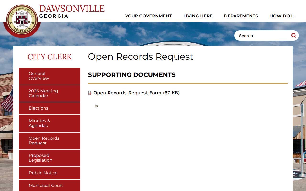 Dawsonville criminal records open records request instructions